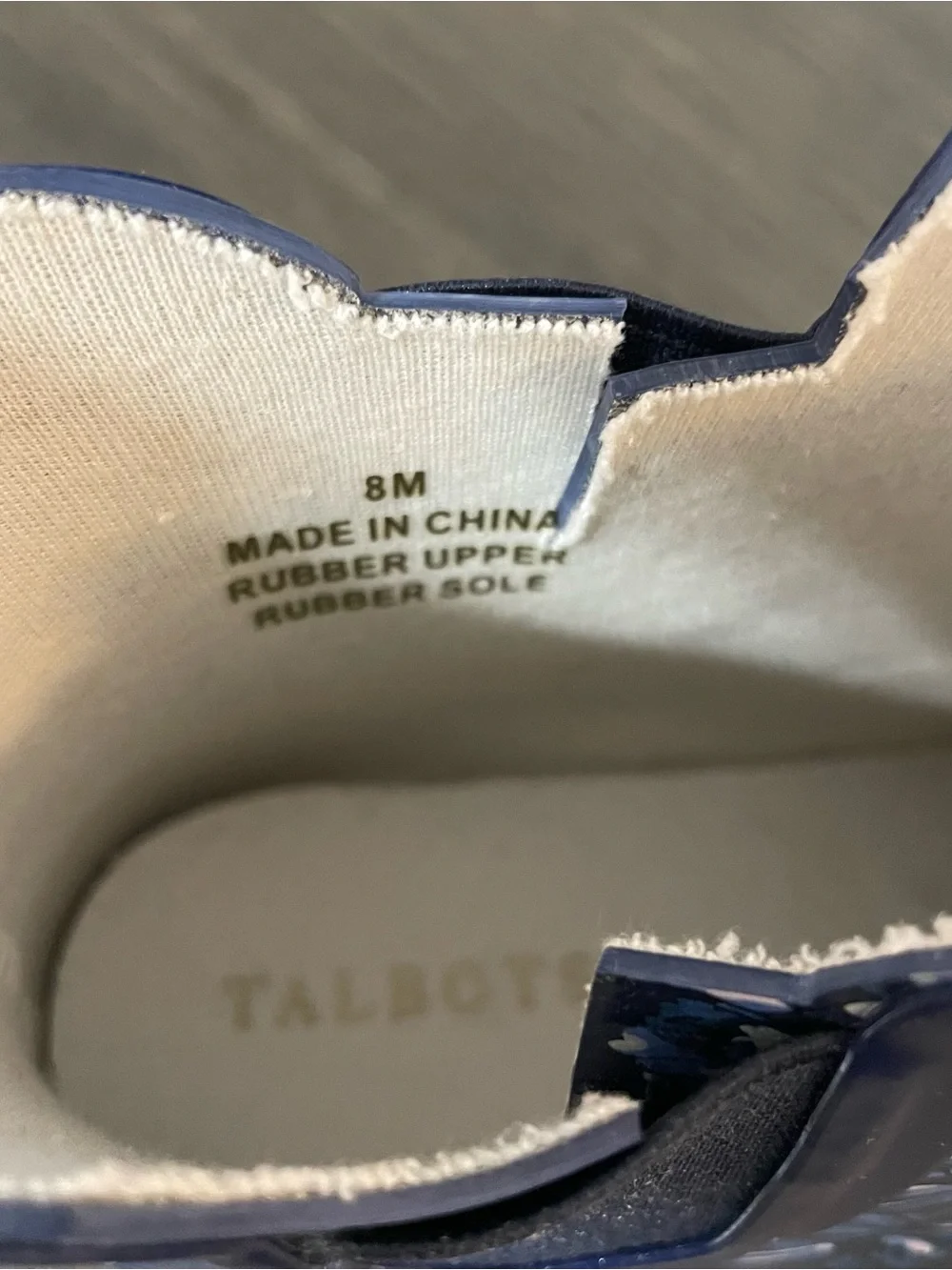 Talbots Blue Floral Waterproof Rubber Chelsea Rain Boots Women’s Size 8M